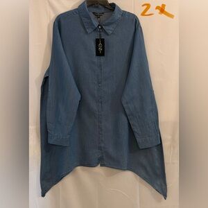 Casual Blue Button Down Shirt for Women